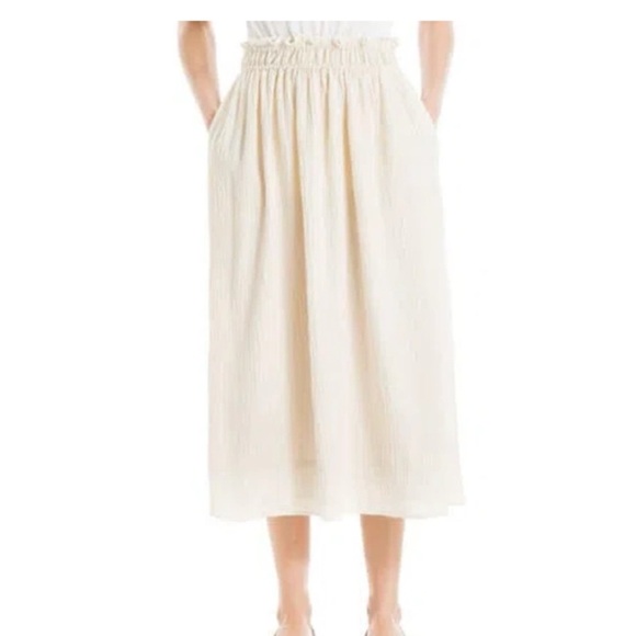 Max Studio Smocked Waist Midi Skirt Natural - Picture 1 of 9